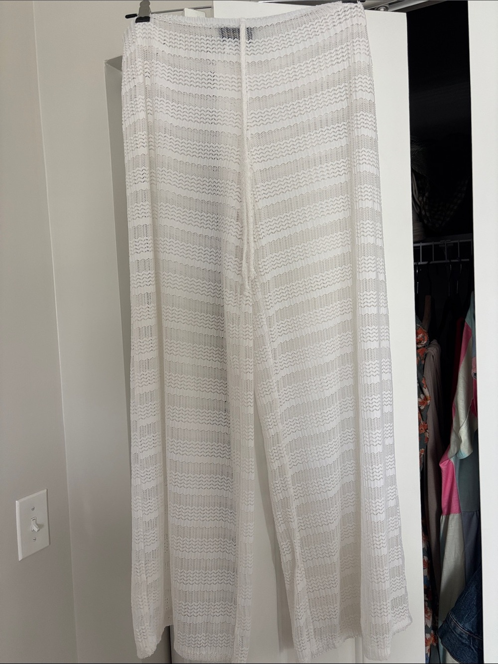 Jordan Taylor White Crochet Wide-Leg Pants